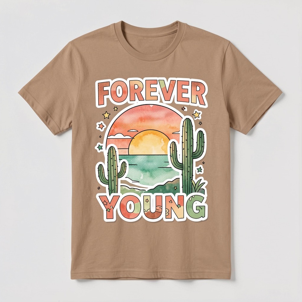 Gildan Kids "Forever Young" Desert Sunset Tee - Brown